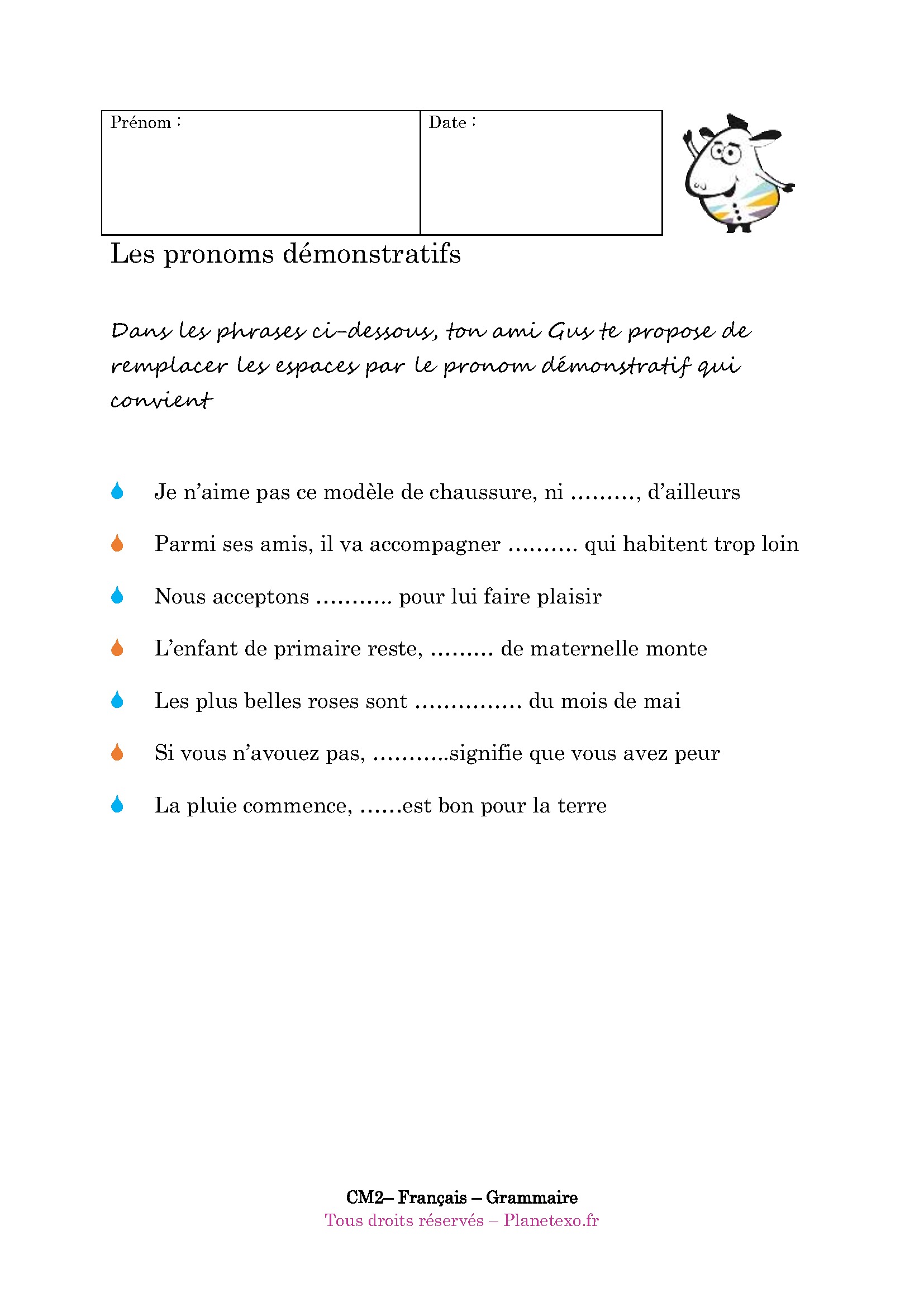 LES PRONOMS DEMONSTRATIFS EXERCICES PDF