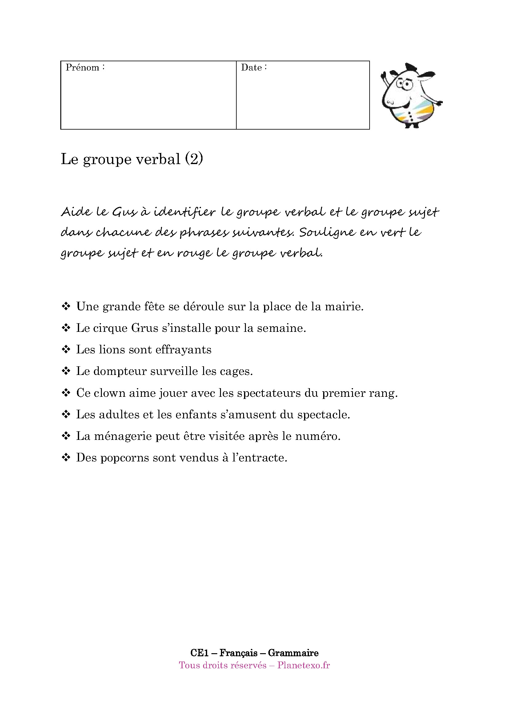 groupe verbal, groupe sujet, verbe